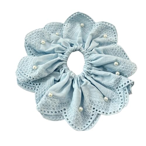 Süße Perlenspitze Blumen Haargummis Haargummi Niedriger Pferdeschwanz Gummiband Dutt Haarseil Damen Kopf Blume Haarschmuck(Light Green) von VCSZYAFX