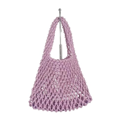 VCSZYAFX Baumwollseil gewebte Handtasche Hohle lässige Strandtasche FüR Damenreisen Und Urlaub(Color4) von VCSZYAFX