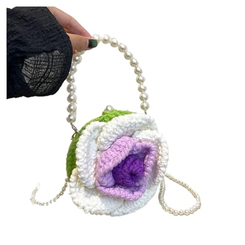 VCSZYAFX Damen Clutch mit Rosenperlen, Mini-Schultertasche mit Blumenmuster FüR Damenreisen Und Urlaub(Color4) von VCSZYAFX