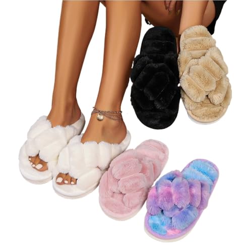 VCSZYAFX Damen Hausschuhe Gemütliche Indoor Rutschfeste Offene Zehenschuhe Weich Leicht(White,38-39) von VCSZYAFX