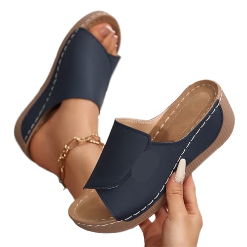 VCSZYAFX Damen Hausschuhe Offene Spitze Atmungsaktive Damenschuhe Slides Damen(Blue 1,37) von VCSZYAFX