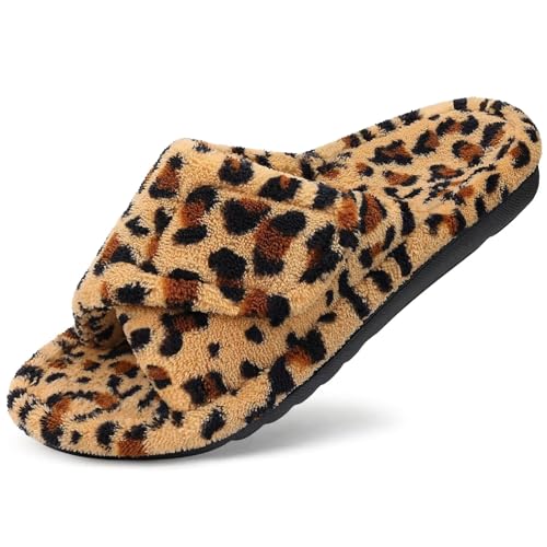 VCSZYAFX Damen Hausschuhe Offene Zehenpartie Indoor Slide Gemütliche Flauschige(Brown,39) von VCSZYAFX