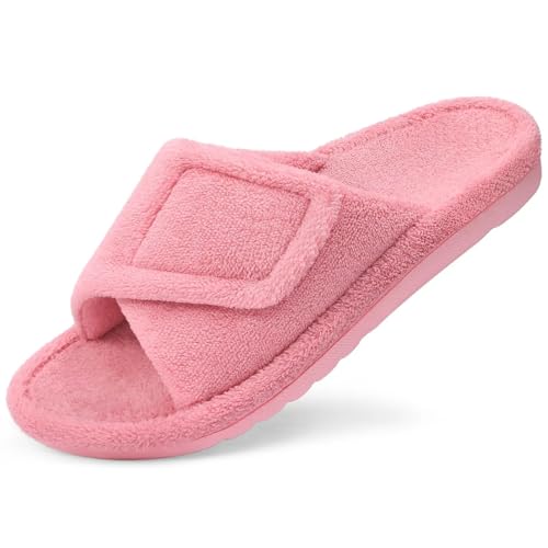 VCSZYAFX Damen Hausschuhe Offene Zehenpartie Indoor Slide Gemütliche Flauschige(Pink,40) von VCSZYAFX