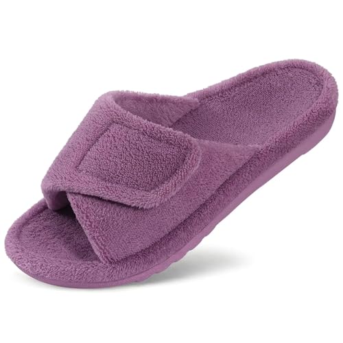 VCSZYAFX Damen Hausschuhe Offene Zehenpartie Indoor Slide Gemütliche Flauschige(Purple,40) von VCSZYAFX