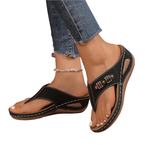 VCSZYAFX Damen Hausschuhe Rutschfeste Weiche Plateauschuhe Sandalen Slides Damen(Black,42) von VCSZYAFX