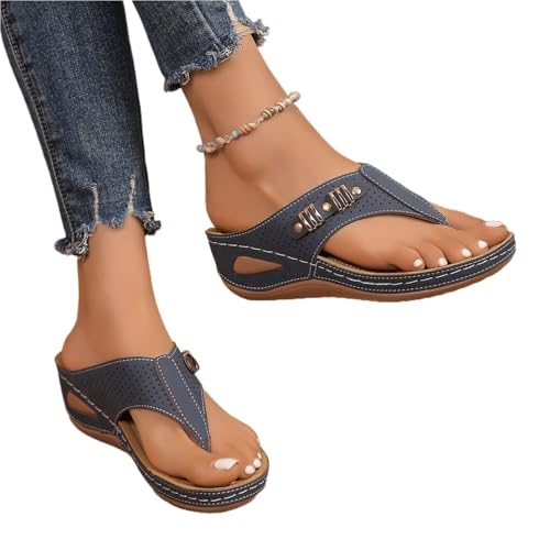 VCSZYAFX Damen Hausschuhe Rutschfeste Weiche Plateauschuhe Sandalen Slides Damen(Blue,36) von VCSZYAFX