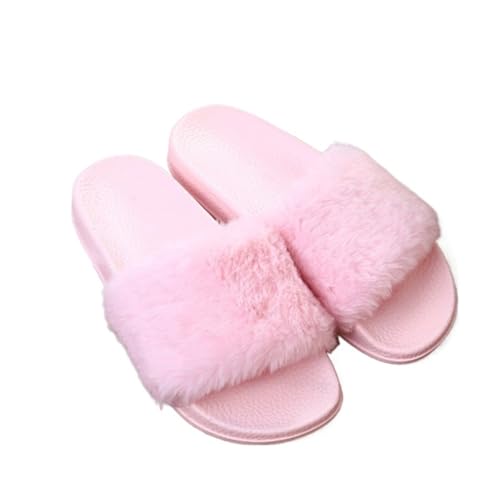 VCSZYAFX Damen Hausschuhe Weiche Plüsch Warm Offene Zehen Atmungsaktive(Pink,37) von VCSZYAFX