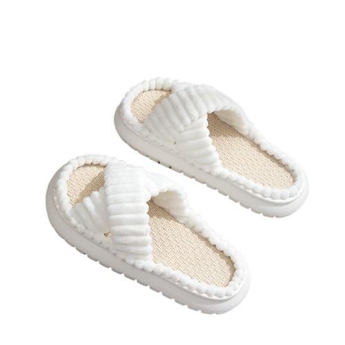 VCSZYAFX Damen Hausschuhe mit offener Zehenpartie und rutschfester Sohle(White,40-41) von VCSZYAFX