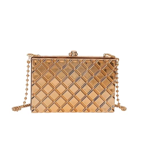 VCSZYAFX Damen Kette UmhäNgetasche Clutch Bag Party Dinner Kette Schulter Umhängetasche Mini Geldbörse FüR Pendler, Shopping, Reisen Und Partys(Gold) von VCSZYAFX