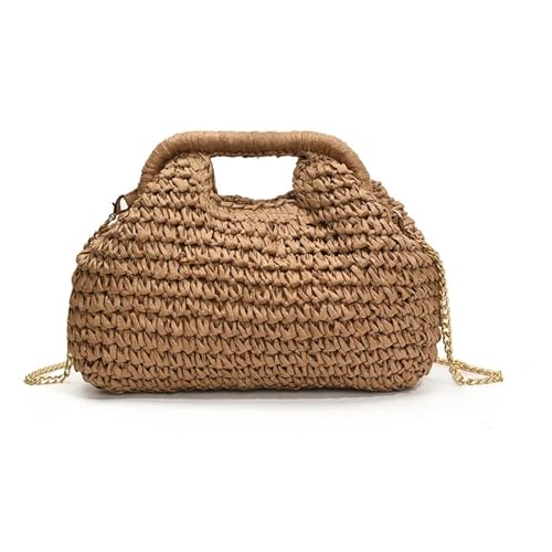 VCSZYAFX Damen Kette UmhäNgetasche Lässige Damen Umhängetasche Stroh Strandtasche Kette Muschel Schultertasche FüR Pendler, Shopping, Reisen Und Partys(Color1) von VCSZYAFX