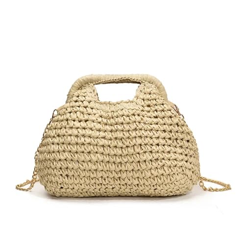 VCSZYAFX Damen Kette UmhäNgetasche Lässige Damen Umhängetasche Stroh Strandtasche Kette Muschel Schultertasche FüR Pendler, Shopping, Reisen Und Partys(Color2) von VCSZYAFX