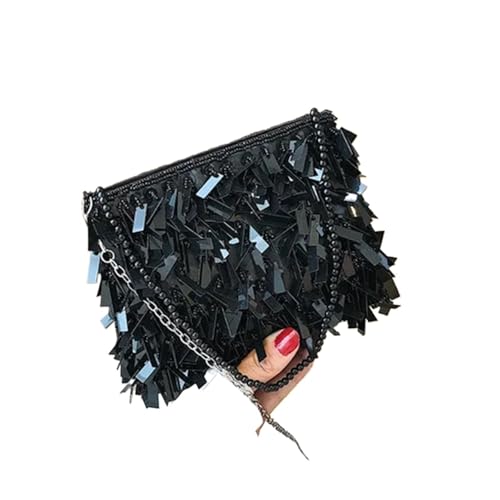 VCSZYAFX Damen Kette UmhäNgetasche Pailletten Strass Quaste Damen Umhängetasche Handgefertigte Perlen Damen Party Clutch FüR Pendler, Shopping, Reisen Und Partys(Color1) von VCSZYAFX