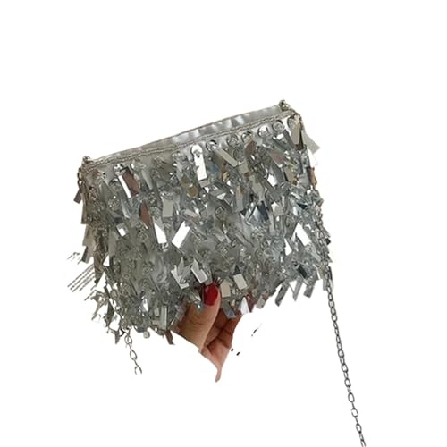 VCSZYAFX Damen Kette UmhäNgetasche Pailletten Strass Quaste Damen Umhängetasche Handgefertigte Perlen Damen Party Clutch FüR Pendler, Shopping, Reisen Und Partys(Color2) von VCSZYAFX