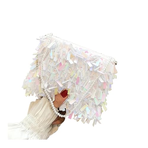 VCSZYAFX Damen Kette UmhäNgetasche Pailletten Strass Quaste Damen Umhängetasche Handgefertigte Perlen Damen Party Clutch FüR Pendler, Shopping, Reisen Und Partys(Color3) von VCSZYAFX