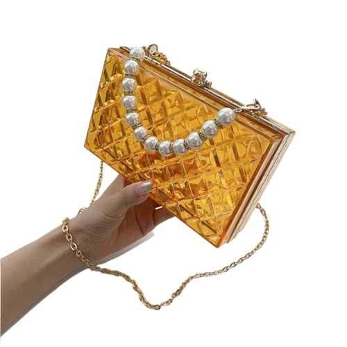 VCSZYAFX Damen Kette UmhäNgetasche Transparente PVC Damen Schultertasche Handtasche Geldbörse Perle Umhängetasche Kettentasche FüR Pendler, Shopping, Reisen Und Partys(Color2) von VCSZYAFX