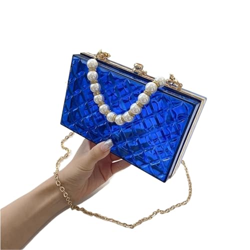 VCSZYAFX Damen Kette UmhäNgetasche Transparente PVC Damen Schultertasche Handtasche Geldbörse Perle Umhängetasche Kettentasche FüR Pendler, Shopping, Reisen Und Partys(Color3) von VCSZYAFX