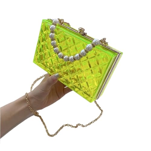 VCSZYAFX Damen Kette UmhäNgetasche Transparente PVC Damen Schultertasche Handtasche Geldbörse Perle Umhängetasche Kettentasche FüR Pendler, Shopping, Reisen Und Partys(Color4) von VCSZYAFX