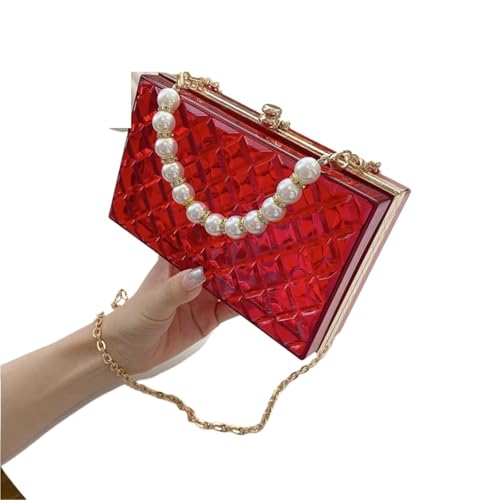 VCSZYAFX Damen Kette UmhäNgetasche Transparente PVC Damen Schultertasche Handtasche Geldbörse Perle Umhängetasche Kettentasche FüR Pendler, Shopping, Reisen Und Partys(Color5) von VCSZYAFX