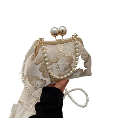 VCSZYAFX Damen Kette UmhäNgetasche Umhängetasche mit Perlenrahmen, Blumenperlen, luxuriöse Damen-Umhängetasche FüR Pendler, Shopping, Reisen Und Partys(Color1) von VCSZYAFX