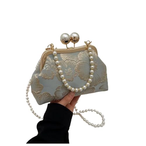 VCSZYAFX Damen Kette UmhäNgetasche Umhängetasche mit Perlenrahmen, Blumenperlen, luxuriöse Damen-Umhängetasche FüR Pendler, Shopping, Reisen Und Partys(Color3) von VCSZYAFX