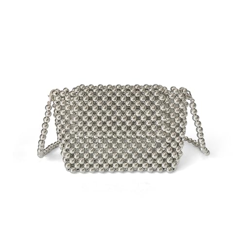 VCSZYAFX Damen Kette UmhäNgetasche Vintage Handgewebte Umhängetasche mit Perlenkette FüR Pendler, Shopping, Reisen Und Partys VCSZYAFX Damen Kette UmhäNgetasche Vintage Handgewebte Umhängetasche mit Perlenkette FüR Pendler, Shopping, Reisen Und Partys von VCSZYAFX