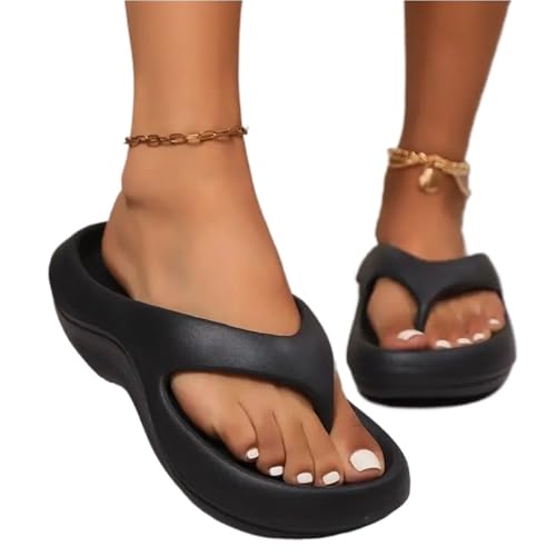 VCSZYAFX Dicke Plattform Frauen Offene Zehen Rutschfeste Sandalen Frau Hausschuhe(Black,38-39) von VCSZYAFX
