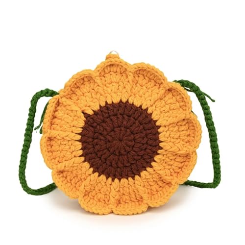 VCSZYAFX Gestrickte gewebte Tasche Häkelblume Schultertasche Strand Umhängetasche FüR Damenreisen Und Urlaub(Color2) von VCSZYAFX