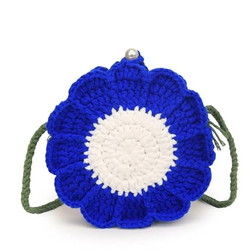VCSZYAFX Gestrickte gewebte Tasche Häkelblume Schultertasche Strand Umhängetasche FüR Damenreisen Und Urlaub(Color3) von VCSZYAFX