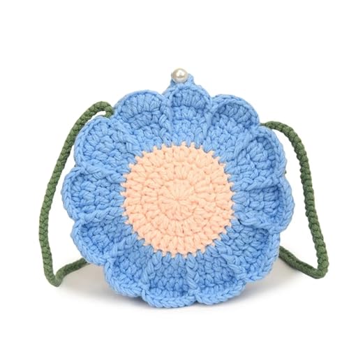 VCSZYAFX Gestrickte gewebte Tasche Häkelblume Schultertasche Strand Umhängetasche FüR Damenreisen Und Urlaub(Color4) von VCSZYAFX