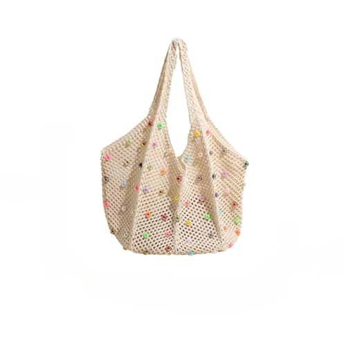 VCSZYAFX Gewebte Umhängetasche mit großer Kapazität und hohler Handtasche FüR Damenreisen Und Urlaub von VCSZYAFX