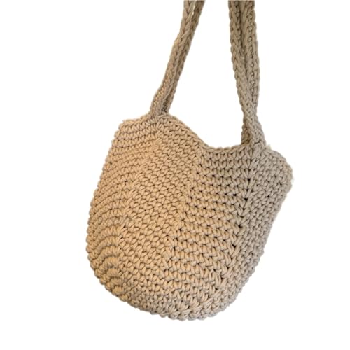 VCSZYAFX Handgewebte Baumwollseil-Hohlhandtasche, Strand-Umhängetasche FüR Damenreisen Und Urlaub(Color3) von VCSZYAFX