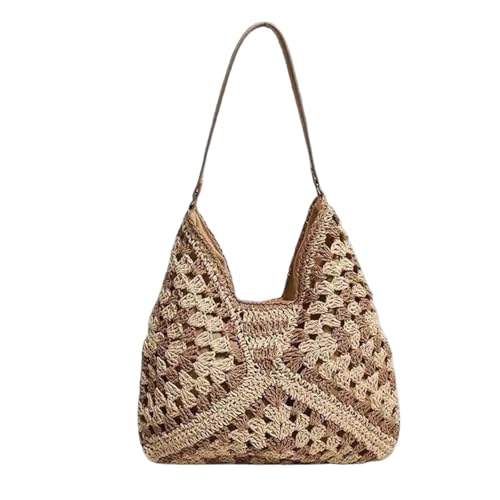 VCSZYAFX Handgewebte Tasche Multifunktionale Häkel-Strohtasche Schultertasche FüR Damenreisen Und Urlaub(Color1) von VCSZYAFX