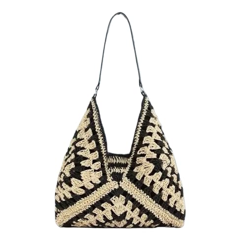 VCSZYAFX Handgewebte Tasche Multifunktionale Häkel-Strohtasche Schultertasche FüR Damenreisen Und Urlaub(Color2) von VCSZYAFX