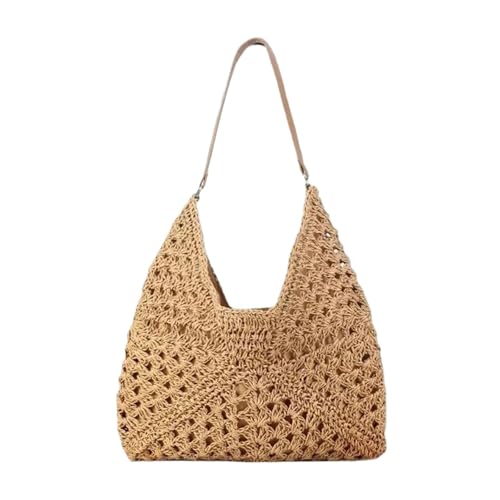 VCSZYAFX Handgewebte Tasche Multifunktionale Häkel-Strohtasche Schultertasche FüR Damenreisen Und Urlaub(Color4) von VCSZYAFX