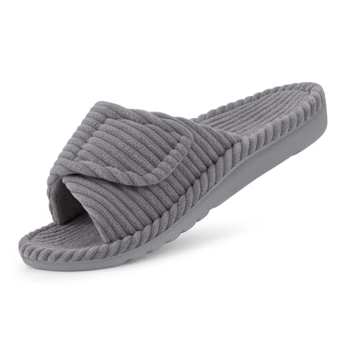 VCSZYAFX Hausschuhe For Damen, Offene Zehenpartie, Schlafzimmer-Slides, Baumwollschuhe(Grey 1,42) von VCSZYAFX