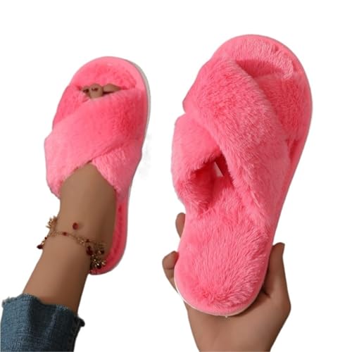 VCSZYAFX Hausschuhe Frauen Indoor Licht Warme Plüsch Hause Frau(Red,38-39) von VCSZYAFX