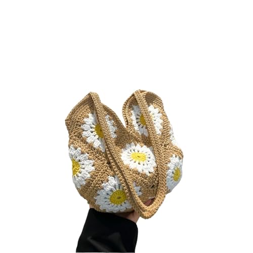 VCSZYAFX Hohl gestrickte Vintage-Einkaufstasche Gewebte Umhängetasche FüR Damenreisen Und Urlaub(Color1) von VCSZYAFX
