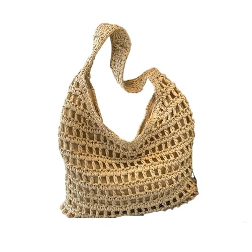 VCSZYAFX Mode Häkeln Stroh Tasche For Gewebte Tote Handtasche Hohle Clutch Strandtasche(Beige) von VCSZYAFX