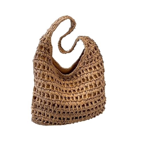 VCSZYAFX Mode Häkeln Stroh Tasche For Gewebte Tote Handtasche Hohle Clutch Strandtasche(Khaki) von VCSZYAFX