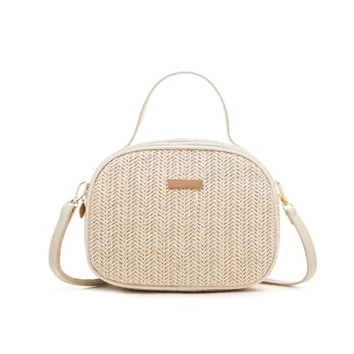 VCSZYAFX Rattan Stricken Frauen Stroh Strand Kette Kleine Handtasche Und Schulter Umhängetaschen(Beige) von VCSZYAFX