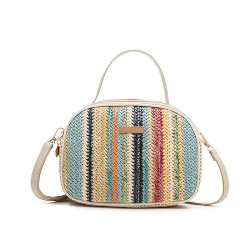 VCSZYAFX Rattan Stricken Frauen Stroh Strand Kette Kleine Handtasche Und Schulter Umhängetaschen(Blue yellow) von VCSZYAFX