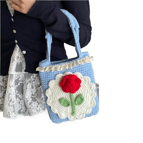 VCSZYAFX Rosenhandtasche Häkelgarntasche FüR Damenreisen Und Urlaub(Color1) von VCSZYAFX