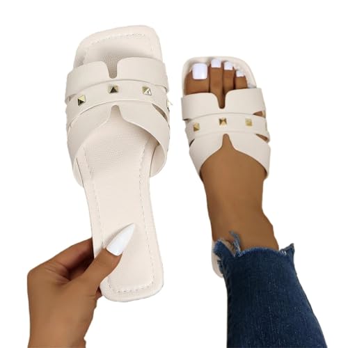VCSZYAFX Rutschfeste Hausschuhe For Frauen Bottom Open Toe Outdoor Slides(Beige,39) von VCSZYAFX