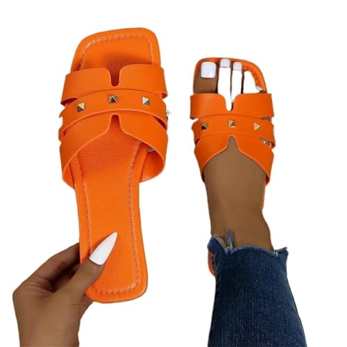 VCSZYAFX Rutschfeste Hausschuhe For Frauen Bottom Open Toe Outdoor Slides(Orange,41) von VCSZYAFX