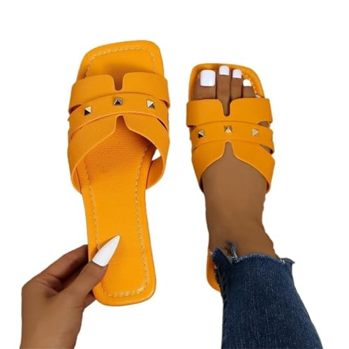 VCSZYAFX Rutschfeste Hausschuhe For Frauen Bottom Open Toe Outdoor Slides(Yellow,41) von VCSZYAFX