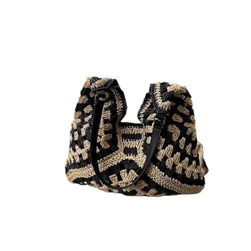 VCSZYAFX Sommer Damen Gestrickte Stroh Handtasche Hohle handgewebte Umhängetasche FüR Damenreisen Und Urlaub(Color2) von VCSZYAFX