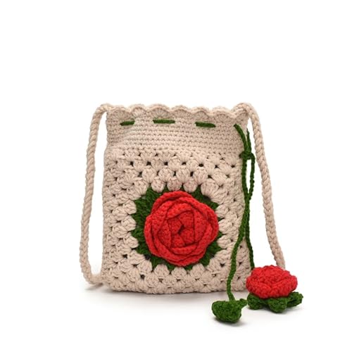 VCSZYAFX Sommerliche gestrickte Blumen-Umhängetasche FüR Damenreisen Und Urlaub(Color1) von VCSZYAFX