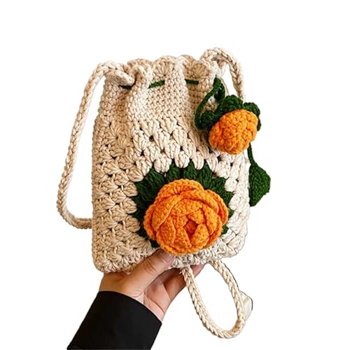 VCSZYAFX Sommerliche gestrickte Blumen-Umhängetasche FüR Damenreisen Und Urlaub(Color3) von VCSZYAFX