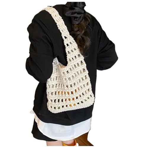 VCSZYAFX Stricktasche for Pendler mit großer Kapazität, Retro-Stricktasche mit Hohlmuster FüR Damenreisen Und Urlaub(Color1) von VCSZYAFX