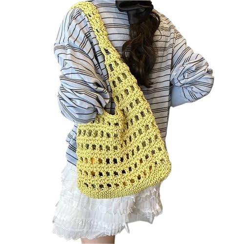 VCSZYAFX Stricktasche for Pendler mit großer Kapazität, Retro-Stricktasche mit Hohlmuster FüR Damenreisen Und Urlaub(Color3) von VCSZYAFX